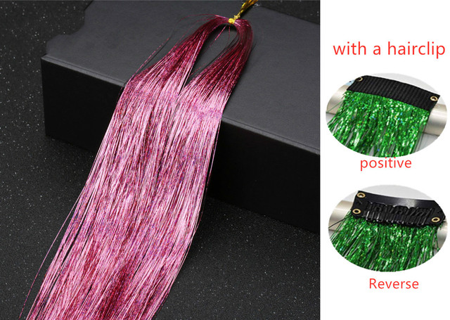 1pc Sparkle Shiny Hair Tinsel Hair Extensions Dazzle Women Hippie For Braiding Headdress Hair Braiding Tools Long 100cm