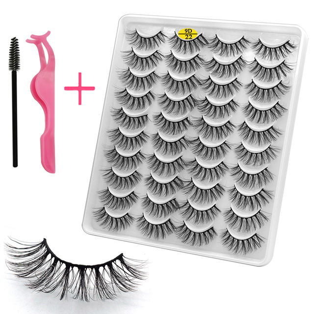 LE 20 Pairs Mink Eyelashes Fashion Handmade Cruelty-Free Soft Wispies 3D Fake Long Eye Lashes Extension False Eyelashes