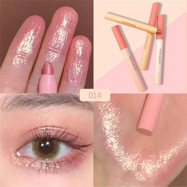 Diamond Glitter Eyeshadow Eye Liner Gel Pencil Makeup Liner Long Lasting Matte Pink Silkworm Champagne Gold Eyeliner Pen