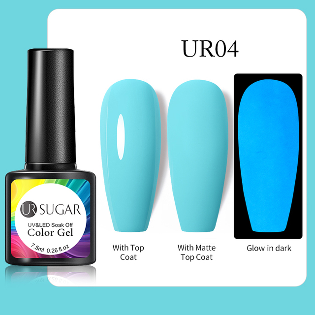 ur sugar 7.5ml neon luminous gel nail polish green fluorescent glow in the dark semi permanent soak off uv gel nail art varnish