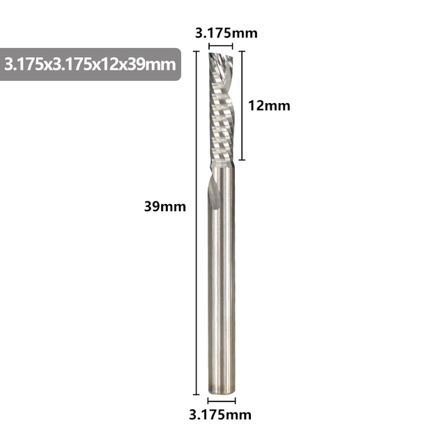 XCAN-آلة قطع كربيد واحدة ، 3.175 مللي متر (1/8 بوصة) ، جهاز التوجيه CNC ، قطر 1-3.175 مللي متر ، لقطع الألومنيوم