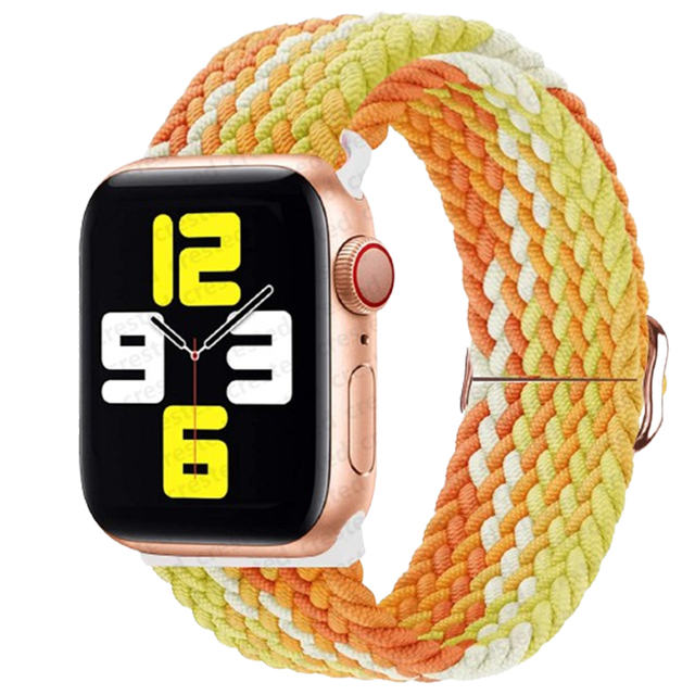 Braided Solo Loop Ring for Apple Watch 44mm 40mm 42mm 38mm Elastic Nylon Fabric Bracelet for iWatch 3 4 5 SE 6 Adjustable Buckle