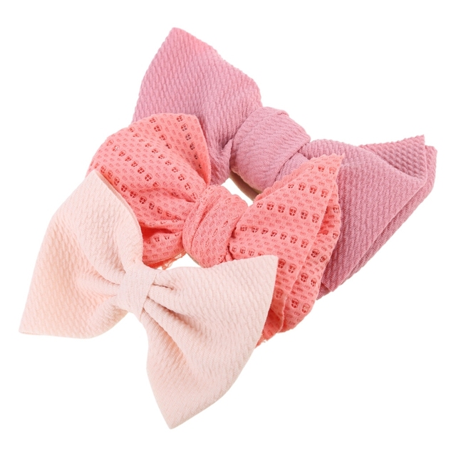 3pcs/set Baby Girls Lovely Bow Hairband Elastic Wide Headband Stretch Knot Headbands Turban Headdress Clothes Accessory