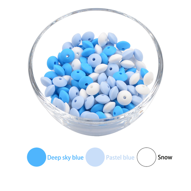 50pcs/lot 12mm Silicone Lentils Silicone Beads BPA Free DIY Magic Newborn Nursing Accessory Teething Necklace Teething Toy