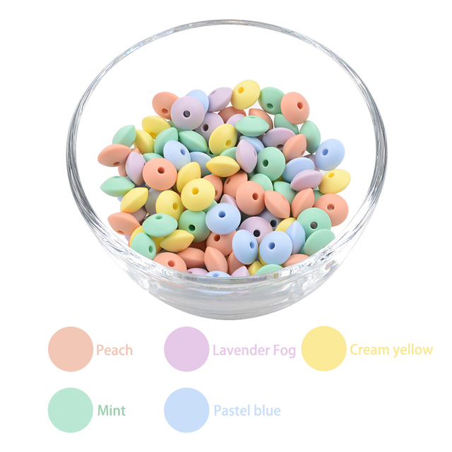 LOVKA 12mm 50pcs/lot Silicone Lentil Round Beads Teething Baby Teether Chew BPA Free DIY Chain Pacifier Food Grade Silicone