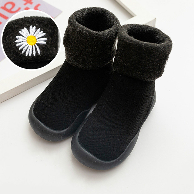 Winter Kids Warm Snow Boots Socks Infant Boys Brushed Thick Sock Boots Yellow Black Baby Girls Socks Soft Soles Toddler Shoes