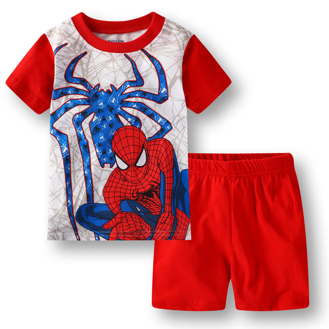 New Spring Autumn Children's Clothing Sets Boys Sleepwear Kids Clothes Spider Pajamas Set Baby Girls Cotton Cartoon Cars Pajamas