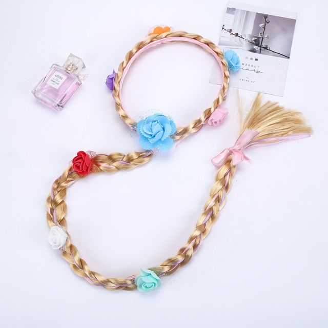 Elsa Cosplay Weaving Tangled Braid Kids Rapunzel Princess Hair Headband Girl Wig Princess Girls Headband Kids Hair Hoop Braided