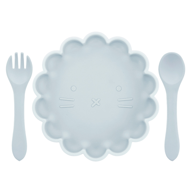 BPA Free Baby Cutlery Cute Lace Oval Cutlery Water Resistant Plates Spoon Fork Solid Color Special Offer