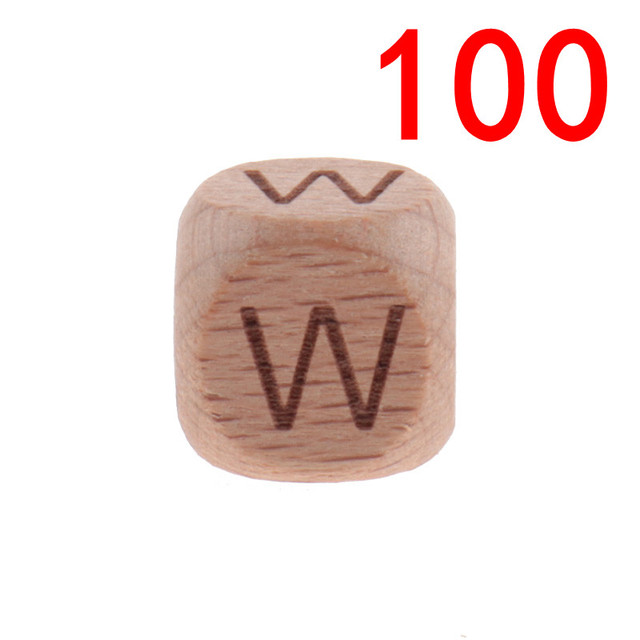 100pcs Baby Teething Beads 12mm Letter Beech Beads Pacifier Chain Letters Wooden Pacifier Toys Personalized Newborn Gifts