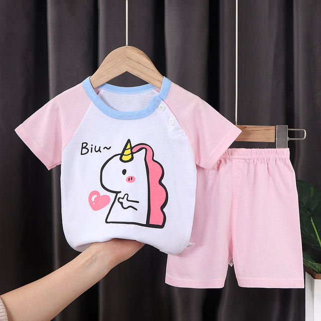 Seieroad Children's Summer Clothes Dinosaur Boys Cartoon T-shirt T-shirt + Pants Kids Clothes Short Sleeve Teenage Clothing Set Tracksuit