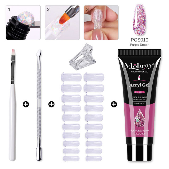 Mobray Poly Nail Gel Set All For Quick Extension Nail Manicure Set Gel Cuticle Pusher Finger Extension Template Nail Tool Kit