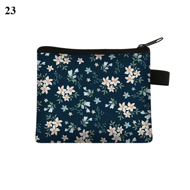 Fashion Brand Wallet Women Lovely Bowknot Flower Print Small Coin Bag Wallet Canvas Zipper Female Coin Purse Purse Earphone