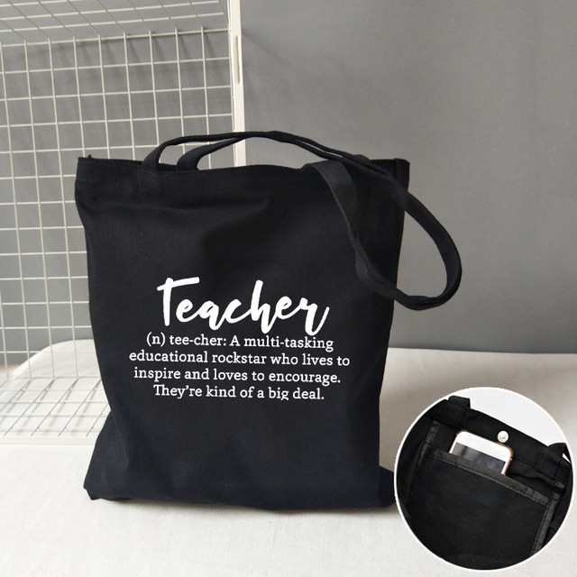 Teacher life rainbow small cotton bag teacher canvas bag graduation gifts tote big teachers appreciation or year-end gift