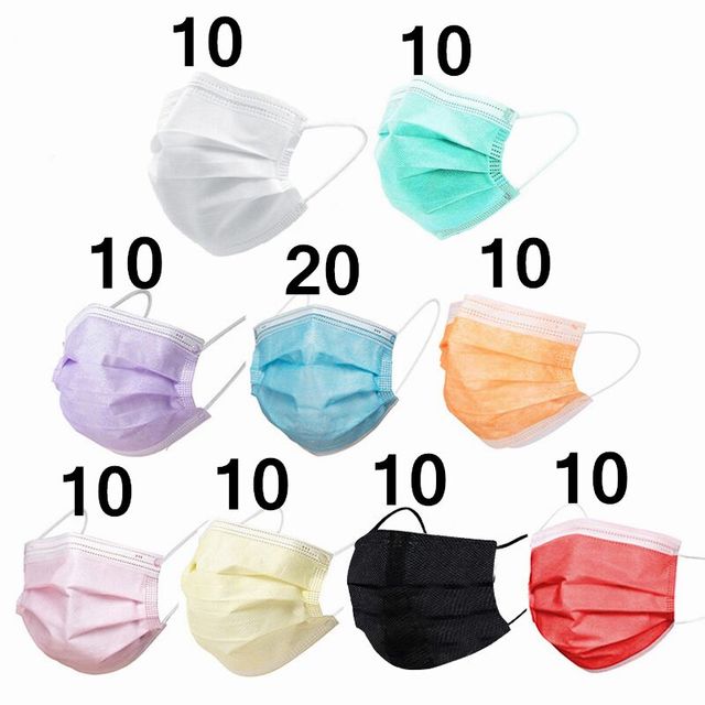 10-200pcs Disposable Face Mask 3 Ply Non-woven Mouth Mask Anti PM2.5 Dust Masks Elastic Earloop Respirator Mask Filter White Masken