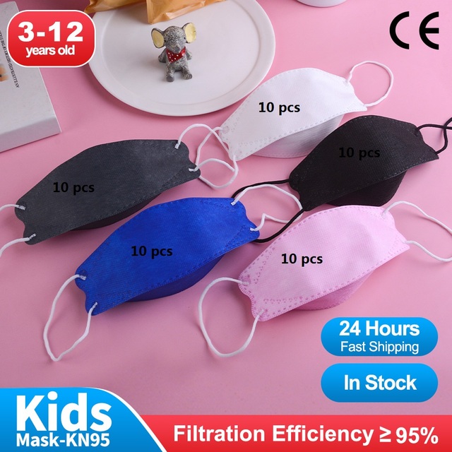 Fish Shape Desechables Mascarillas fpp2 Ninos 3-12 años 4D Negra Masuqe Enfant Kids Breath kn95cakes Baby ffp2 Mask Infantil