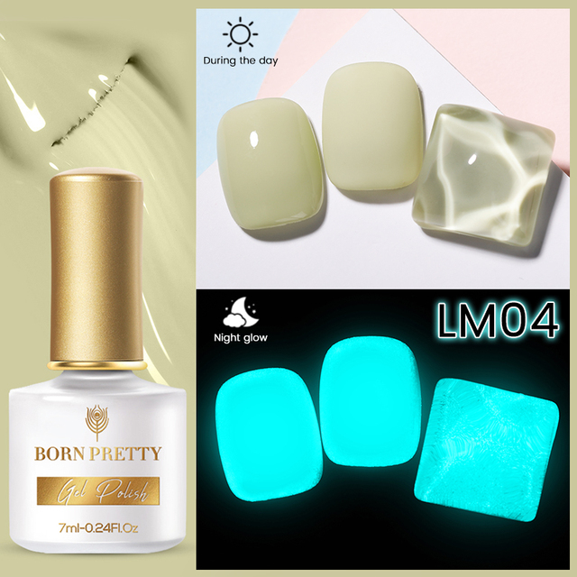 Born Pretty Pink Color Luminous Gel Nail Polish Glow In The Dark Neon Fluorescent Soak Off UV LED Top Coat Semi Permanent Varnish