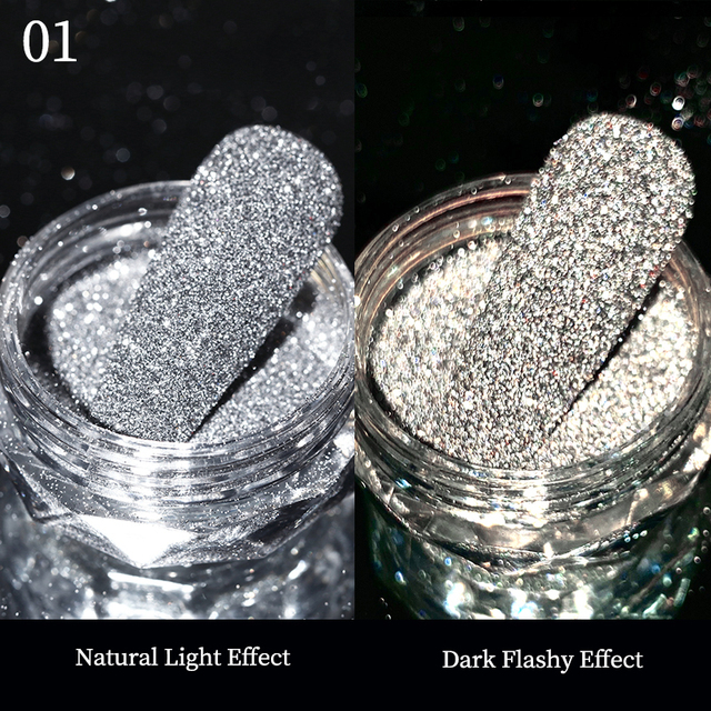 Gold Sliver Nail Reflective Crystals Powder Rainbow Glitter Shiny Pigment Iridescent Glass Micro Drill Nails Art Decoration