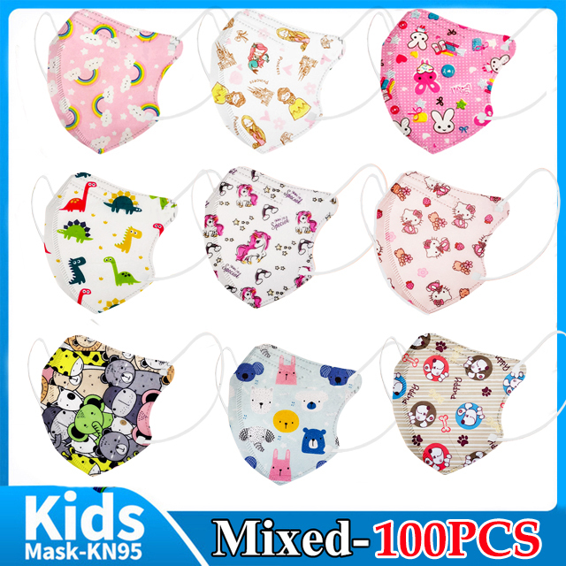 50pcs Children Masks FPP2 KN95 4 Layer 3D Cartoon Printed Anime Face Mask KN95 Mouth Mask Infantil ffp2fan Mask ffp2 Mask