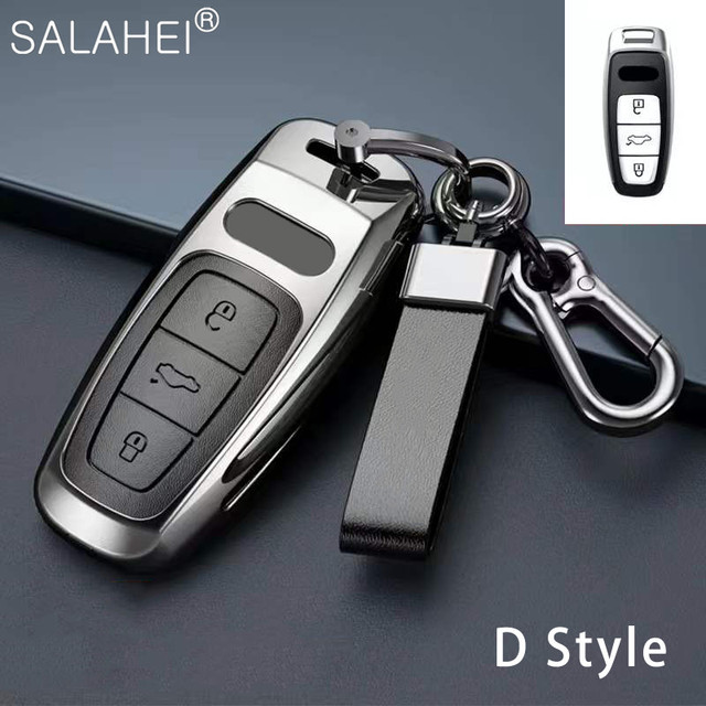 New Fashion Zinc Alloy and Leather Car Key Case Cover for Audi A3 A4 A5 C5 C6 8L 8P B6 B7 B8 C6 RS3 RS6 Q3 Q7 TT 8L 8V S6 S4 S3