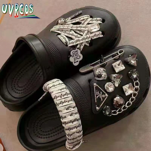 1 مجموعة اليدوية croبها بنفسك Crocs Charms بلينغ JIBZ إبزيم حجر الراين اكسسوارات سلسلة معدنية تسد حديقة حذاء الديكور الفتيات 지지