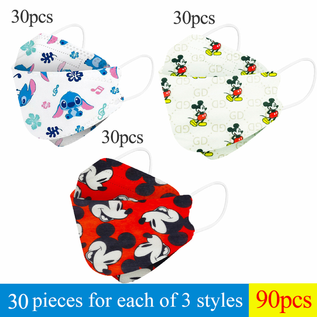 Disney Mickey Stitch Children Kn95 Face Mask 4 Layers Dust-proof Breathable Reusable For Boys Girls Kawaii Ffp2 Mouth Mascarilla