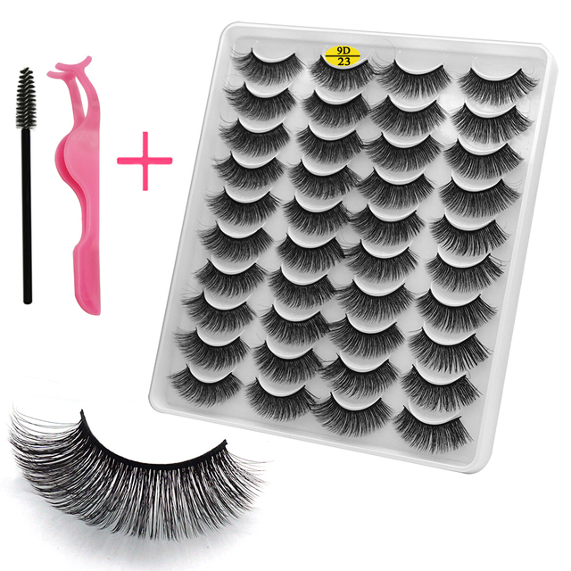 LE 20 Pairs Mink Eyelashes Fashion Handmade Cruelty-Free Soft Wispies 3D Fake Long Eye Lashes Extension False Eyelashes