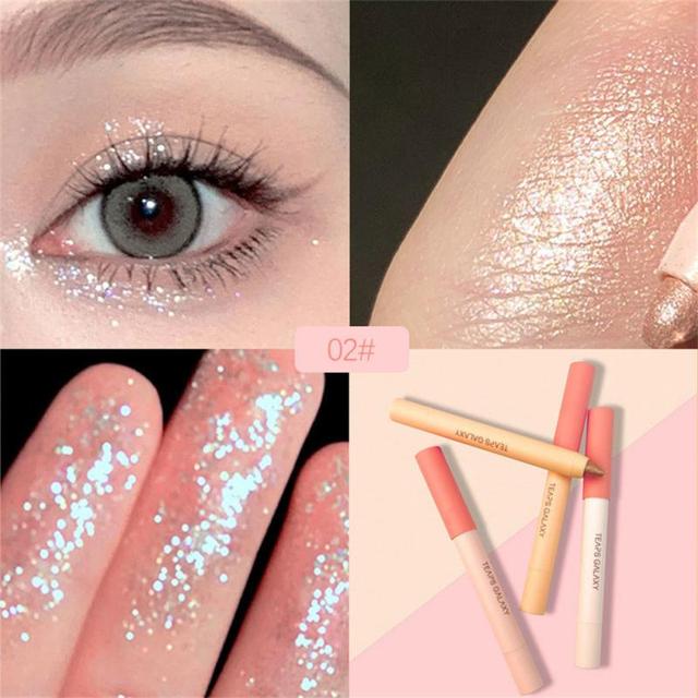 Diamond Glitter Eyeshadow Eye Liner Gel Pencil Makeup Liner Long Lasting Matte Pink Silkworm Champagne Gold Eyeliner Pen