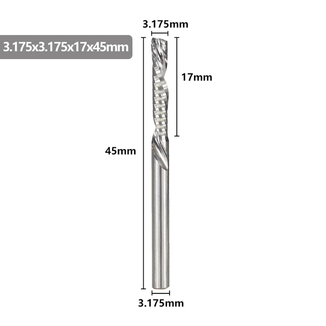 XCAN - Single Carbide Cutting Machine, 3.175mm (1/8"), CNC Router, 1-3.175mm Diameter, for Aluminum Cutting