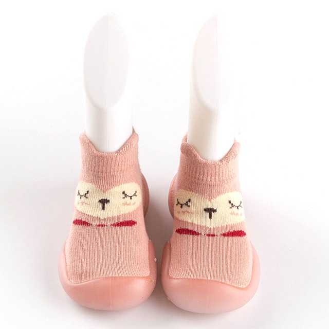 Unisex Children's Anti-Slip Shoes Cartoon Animal Fox Baby Girls First Walkers Boys Shoes Soft Rubber Outside Sole Toddler Pink