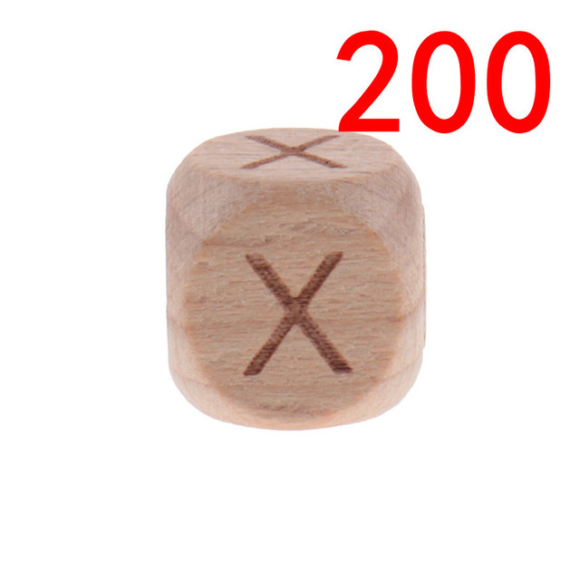 200pcs 12mm Beech Wooden Beads For Baby Wood Letters Bead Baby Teether Diy Beads With Silicone Teether Letters Alphabet