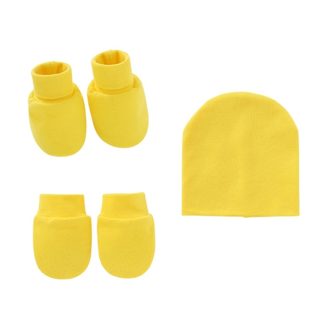 Baby Newborn Face Protection Scratch Gloves Warm Cover Sets Infant Anti-scratch Knitted Cotton Gloves Hat Set