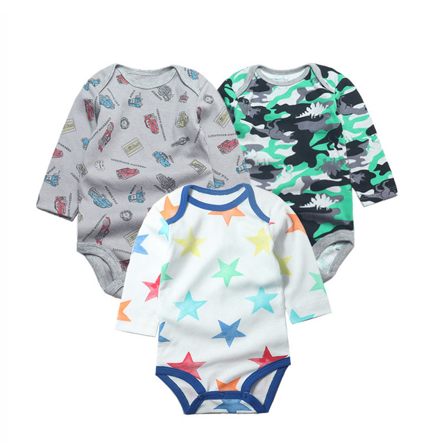 3/4/5pcs Baby Spring Autumn Outerwear Long Sleeve 100% Cotton Boys Girls Clothes Newborn 0-24 Months Clothes