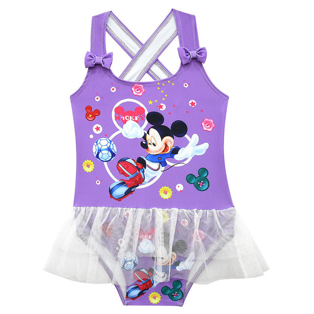 Summer Disney Unicorn Mickey Mouse Cosplay Children's Swimwear For Girls The Little Mermaid Bikini Beach Swimwear Holiday Outfit