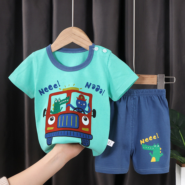 Seieroad Children's Summer Clothes Dinosaur Boys Cartoon T-shirt T-shirt + Pants Kids Clothes Short Sleeve Teenage Clothing Set Tracksuit