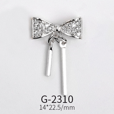 Nail Art Jewelry Net Red Nail Art Real Gold Zircon Bow Jewelry Micro-inlaid Nail Diamond Decoration G-2287 Nail Art Decorations