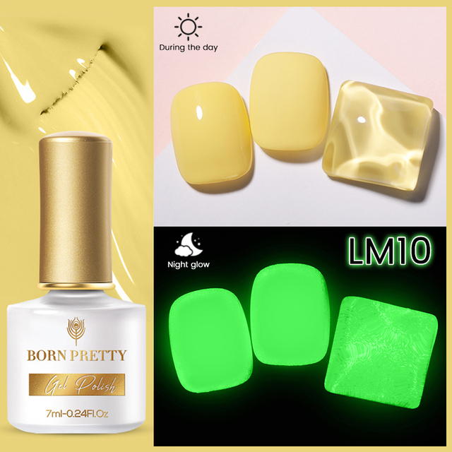 Born Pretty Pink Color Luminous Gel Nail Polish Glow In The Dark Neon Fluorescent Soak Off UV LED Top Coat Semi Permanent Varnish