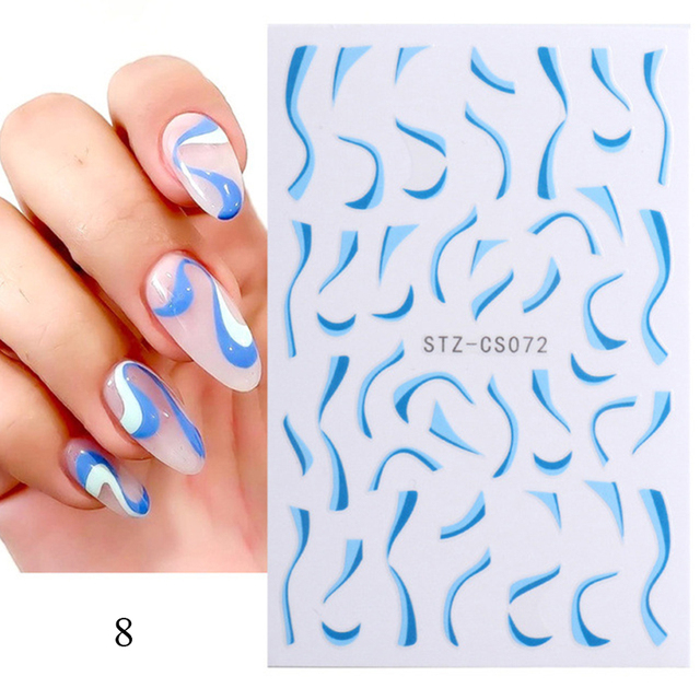 French Nail Finger Tips Sticker Guide Stencil Tape Nail Guides Stickers Manicure DIY Line Tips Nail Art Decals 3D Beauty Tool