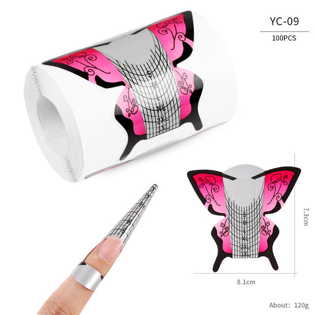 100pcs Gel Nail Forms Extension Sticker French Acrylic Curve False Nails Art DIY Manual Form Manicure Art Tools