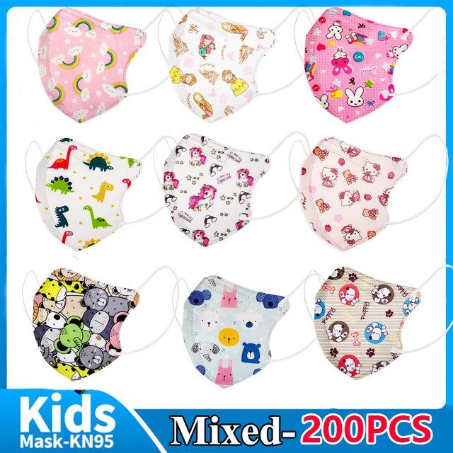 50pcs Children Masks FPP2 KN95 4 Layer 3D Cartoon Printed Anime Face Mask KN95 Mouth Mask Infantil ffp2fan Mask ffp2 Mask