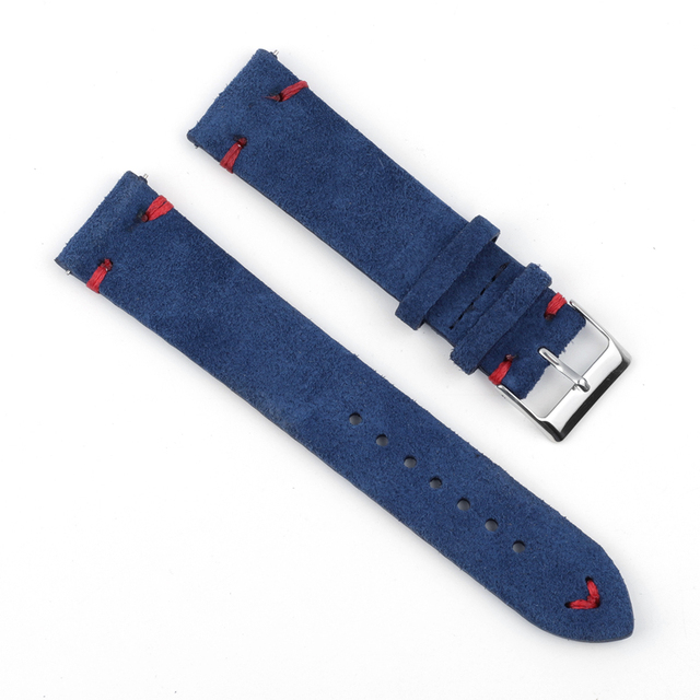 Genuine suede leather antique watch band 18mm 20mm 22mm 24mm high quality royal blue watch strap for men women watches