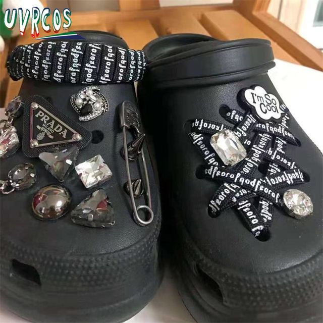 1 مجموعة اليدوية croبها بنفسك Crocs Charms بلينغ JIBZ إبزيم حجر الراين اكسسوارات سلسلة معدنية تسد حديقة حذاء الديكور الفتيات 지지