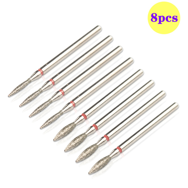 8pcs Diamond Milling Cutter for Manicure Set Nail Drill Bits Accessories Nozzles for Manicure Cutters Pedicure Sanding Nail File