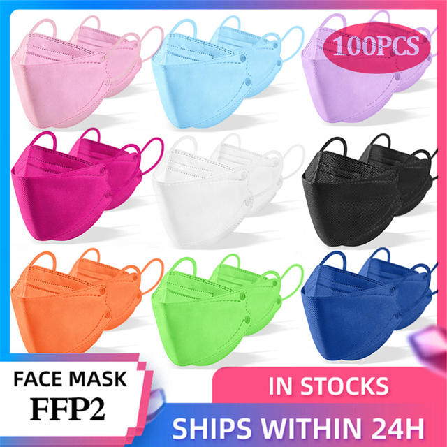 20-100pcs KN95 Children Masks FPP2 Korean Fish Black kf94 N95 Disposable Mouth Mask Kids Boy ffp2mascarilla fpp2 homology ada