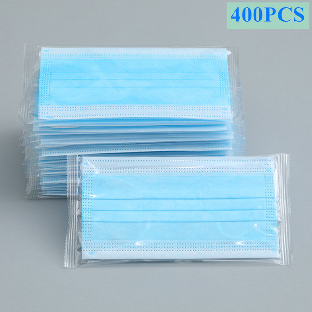 10/100/200/400pcs Disposable Adult Mask 3-Layer Non-woven Meltblown Mask Individually Wrapped Mask Black Filter Mask Face Masks