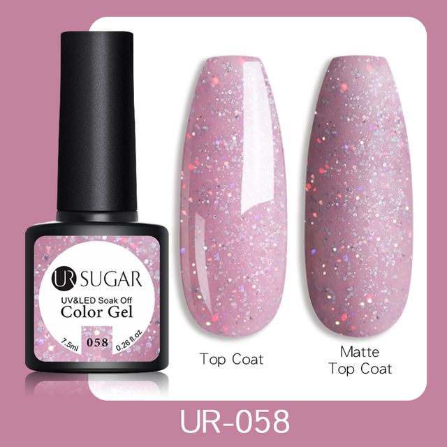 UR SUGAR 7.5ml Glitter UV Gel Polish Bling Sequins Rose Gold Silver Soak Off Manicure Nail UV Gel Polish Lacquer Base