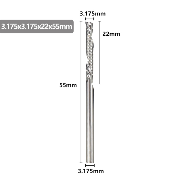 XCAN - Single Carbide Cutting Machine, 3.175mm (1/8"), CNC Router, 1-3.175mm Diameter, for Aluminum Cutting