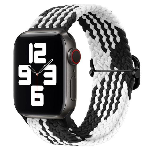 Braided Solo Loop Ring for Apple Watch 44mm 40mm 42mm 38mm Elastic Nylon Fabric Bracelet for iWatch 3 4 5 SE 6 Adjustable Buckle