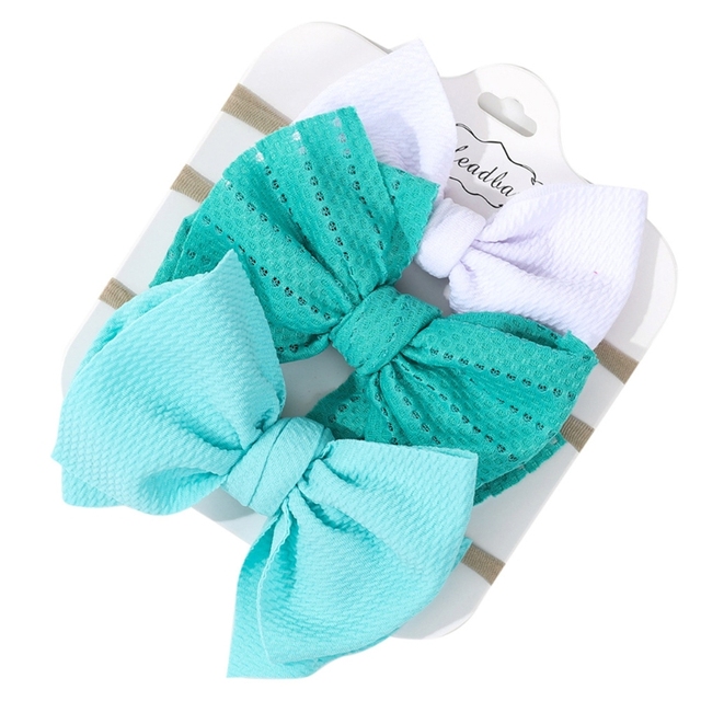 3pcs/set Baby Girls Lovely Bow Hairband Elastic Wide Headband Stretch Knot Headbands Turban Headdress Clothes Accessory