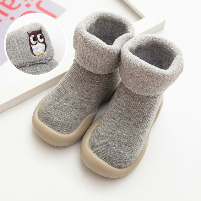 Winter Kids Warm Snow Boots Socks Infant Boys Brushed Thick Sock Boots Yellow Black Baby Girls Socks Soft Soles Toddler Shoes